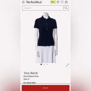 Tory Burch Vintage Fitted Polo Shirt in Black size XS